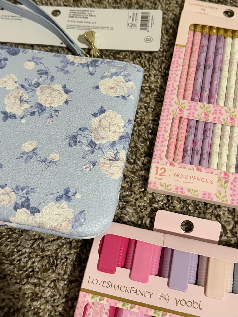 LoveShackFancy wristlet pouch + school supplies - Picture 4 of 9